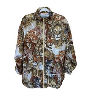 Vintage Animal Print Lined Jacket Windbreaker